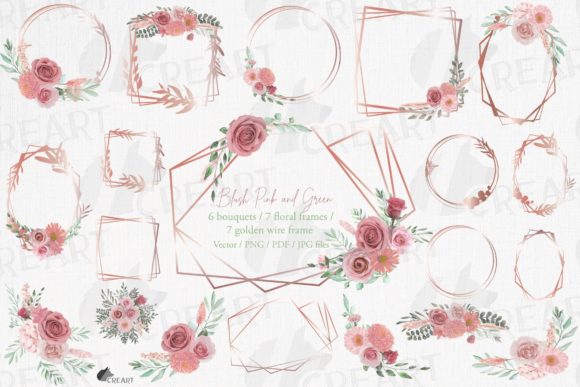 Blush and Rose Gold Bridal Frames Decor Graphics