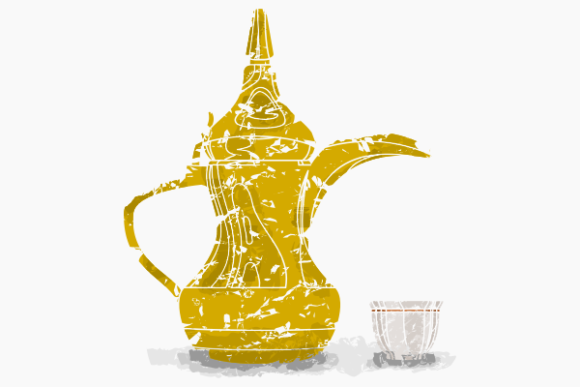 Brush Strokes Dallah Pot and Finjan Cup Graphics
