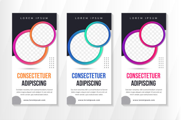 Circle Vertical Banner Black White Graphics for Flyers