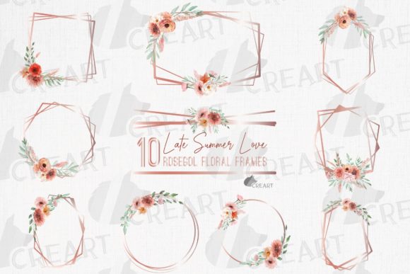 Coral Blush Pink Floral Bridal Frames: Graphics & Print Templates