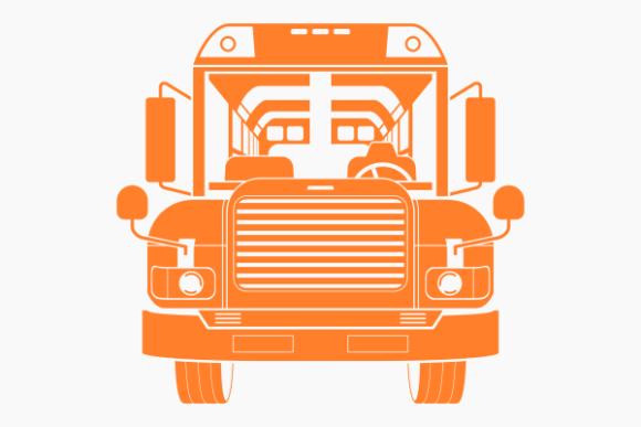 Flat Monochrome School Bus Graphics for Crafts