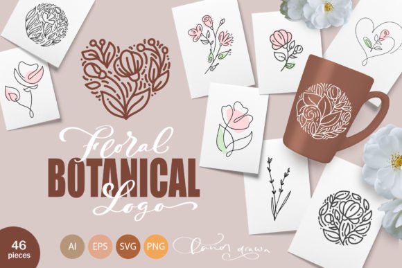 Floral Botanical Logo: Graphics for Crafts-Driven Branding