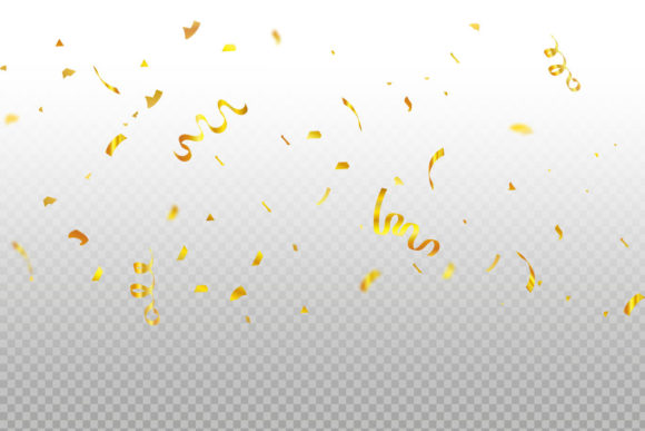 Golden Color Confetti Ribbon Background: Graphics for Web Elements