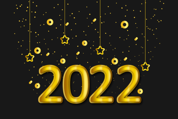 Happy New Year 2022 Lettering Typography: Graphics for Web Elements