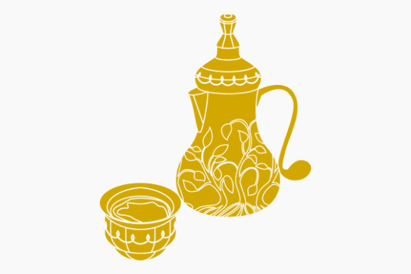 Monochrome Bulbous Arab Coffee & Cup Graphics