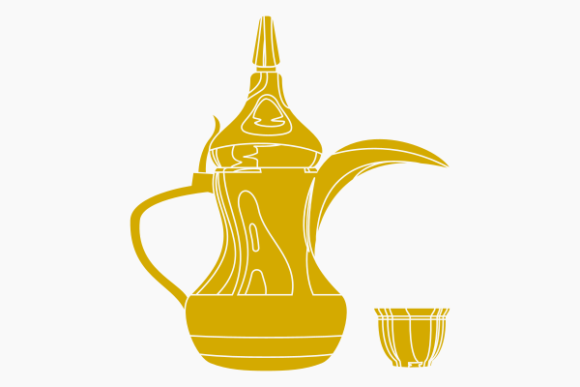 Monochrome Dallah Coffee Pot Finjan Cup Graphics
