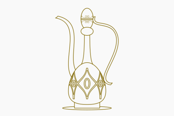 Outline Style Patterned Arab Coffee Jug