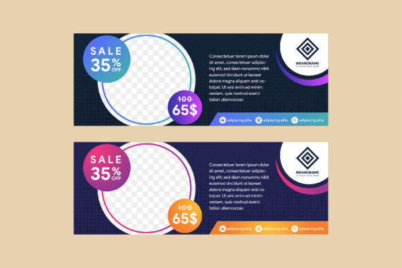 Purple Blue Sale Banner Horizontal Graphics for Social Media Posts