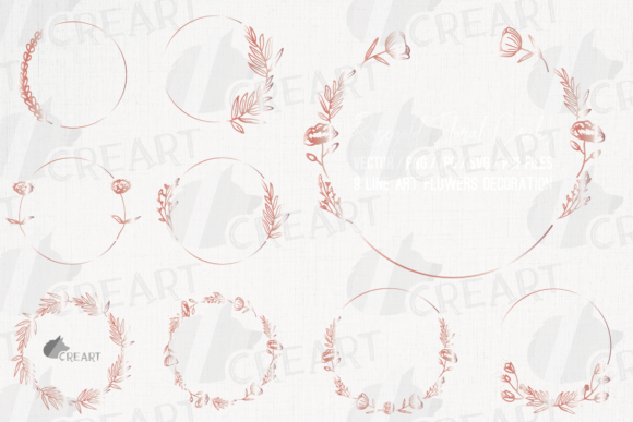 Rose Gold Floral Circular Frames