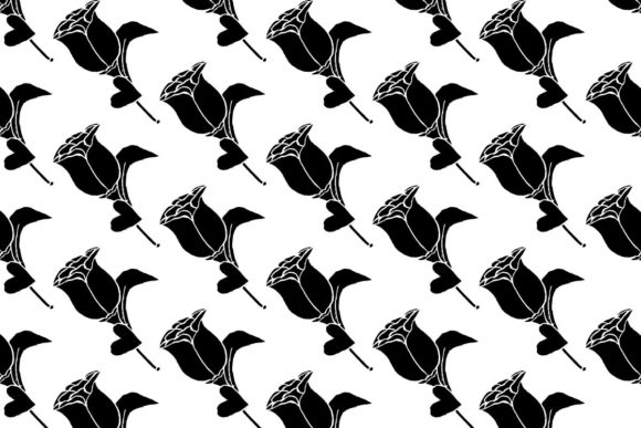 Rose Hand-drawn Pattern and Silhouettes: Web Elements & Graphics
