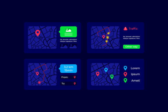 Routes on Map UI Elements Kit