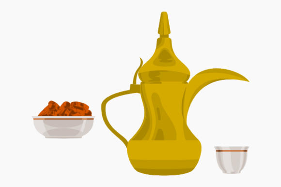 Side View Arab Coffee & Dates Graphics for Crafts