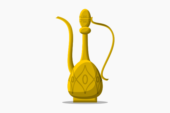 Side View Patterned Arabian Coffee Jug: Graphics & Crafts