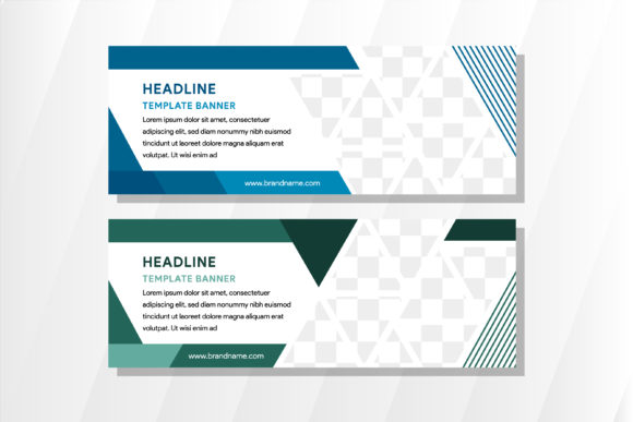 Triangle Horizontal Banner Blue Green Graphics