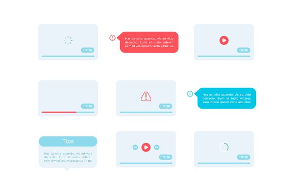 Video Playing UI Elements Kit: Graphics & Icons