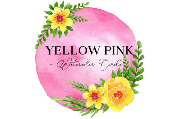 Yellow Pink Watercolor Circle: Web Elements & Graphics
